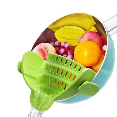 Noodles Fruit Washing Draining Board Kitchen Tool Wash Rice Vegetable Colanders Snap Filter Silicone Colander Drain Basket