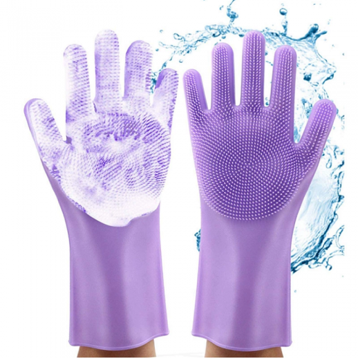 Factory Custom Heat Resistant Clean Silicone Dish Washing Gloves Magic Silicone Scrubber Gloves