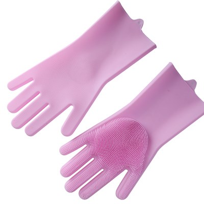 100% Food Grade Silicone Rubber Heat Resistant Brush Gloves Silicone Oven Kitchen Cleaning Gloves